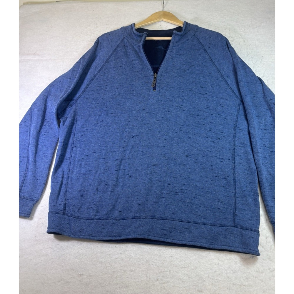 Tommy Bahama Flip shore Reversible Mens 2XL Quarter Zip Sweatshirt Blue/Navy